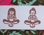 Hand Carved Yoga Girl and Boy Stamp