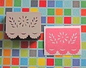 Hand Carved Mounted Flower Stamp of Papel Picado