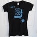 Shake it Polaroid Camera Ladies Tee Shirt in black and blue or custom colors