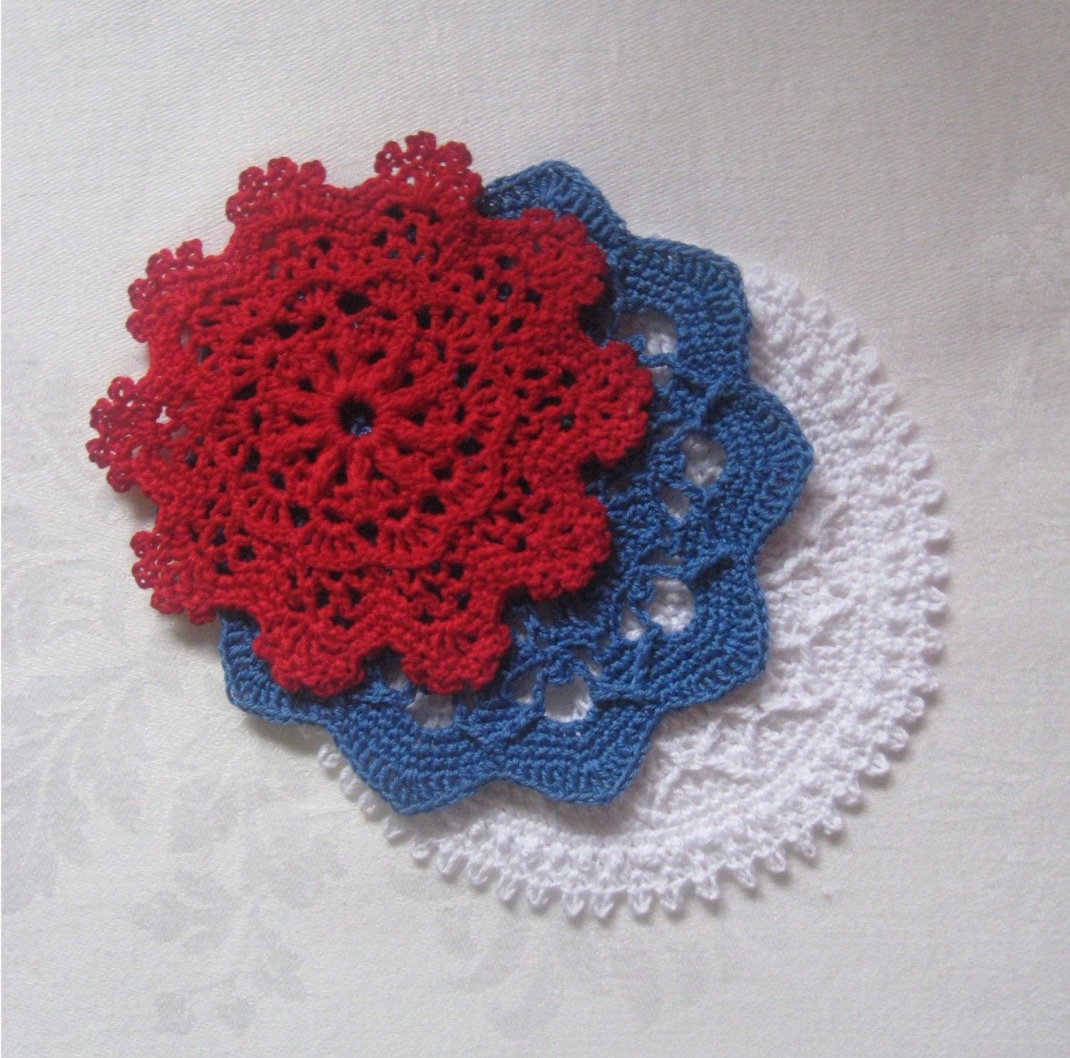 Red, White and Blue Doilies