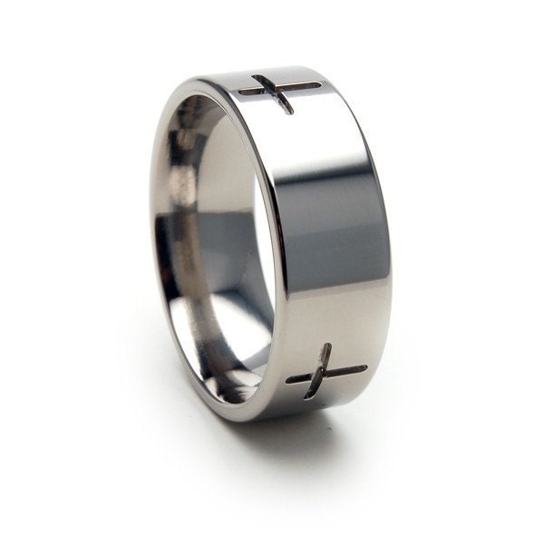 New JESUS CROSS Titanium Band, Free Jewelry Sizing 4-17