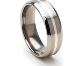 New 7mm Titanium Ring, Sterling Silver Inlay, Free Jewelry Sizing 4-17