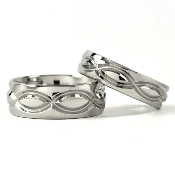 Cobalt Infinity His and Hers Set Titanium Wedding Rings - Matching Set