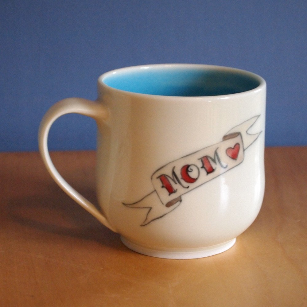 tattoo mug for Mom, sky blue
