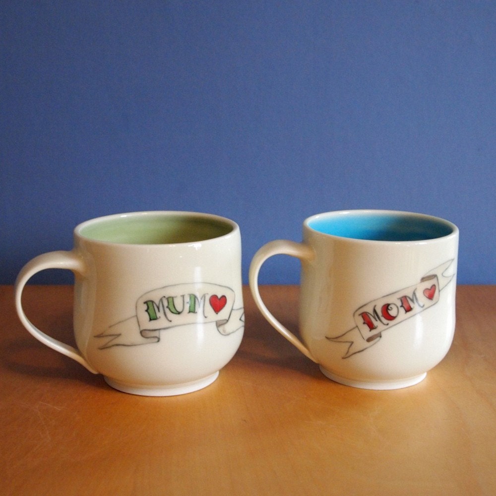 tattoo mug for Mom, sky blue