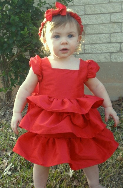 Sale Now 39.95 Was 59.95 Girls Dress Red Ruffles Size 1 One-of-a-Kind "That Little Red Dress"