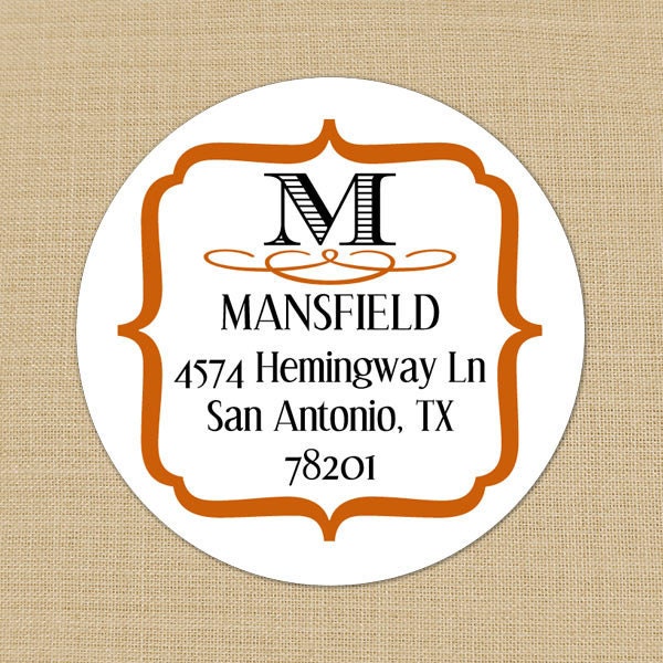 Fancy Bracket Initial Monogram - Custom Address Labels or Stickers
