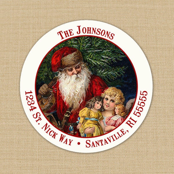 Old Fashioned Santa - CUSTOM Christmas Address Labels or Stickers