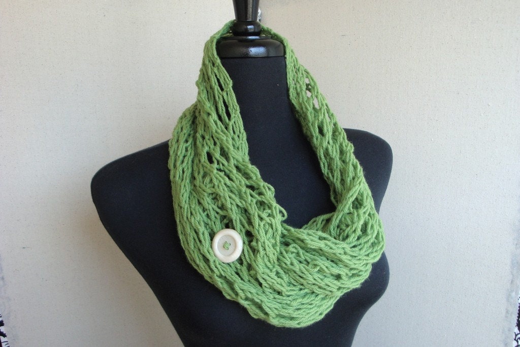 Zig Zag Lacy Scarf - Grass Green