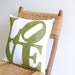 16" White Linen and Green Felt Pillow Cover - LOVE by Pillow Factory