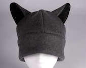 Wolf Hat - Mens Womens Teen Wolf Hat Gray Fleece Wolf Ears by Ningen Headwear