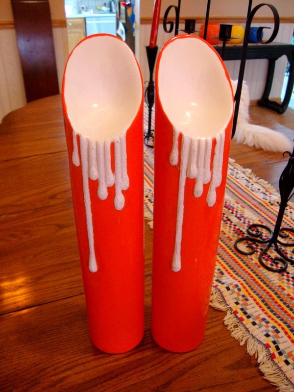 Atomic Red Retro Candle Stick Art Pillars