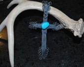 Cross Ornament with Turquoise Stone