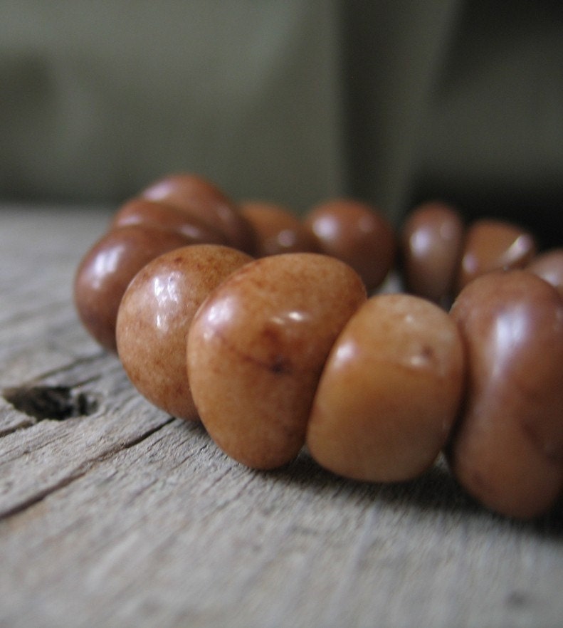 Stretch Brown Bracelet Chunky Jade