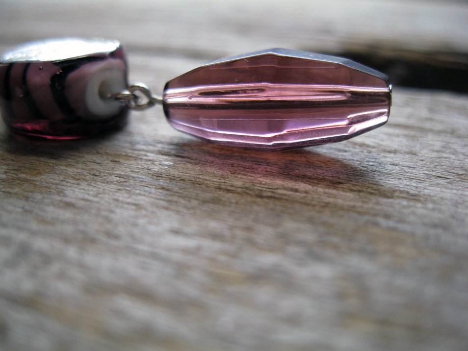 Purple Earrings with Zebra Stripe
