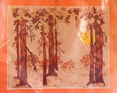 Vintage Vogart Crewel Creative Stitchery Kit SERENITY Trees Forest Sun Woods Woodland Unopened in Original Package 1975