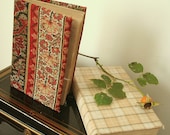 antique cloth covered books VICTORIAN PAISLEY cotton wool HOMESPUN plaid - country decor