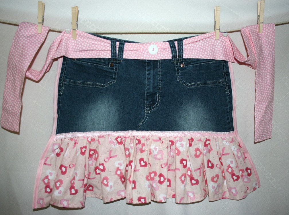 Denim Recycled Apron - Pink Ribbon Breast Cancer Awareness