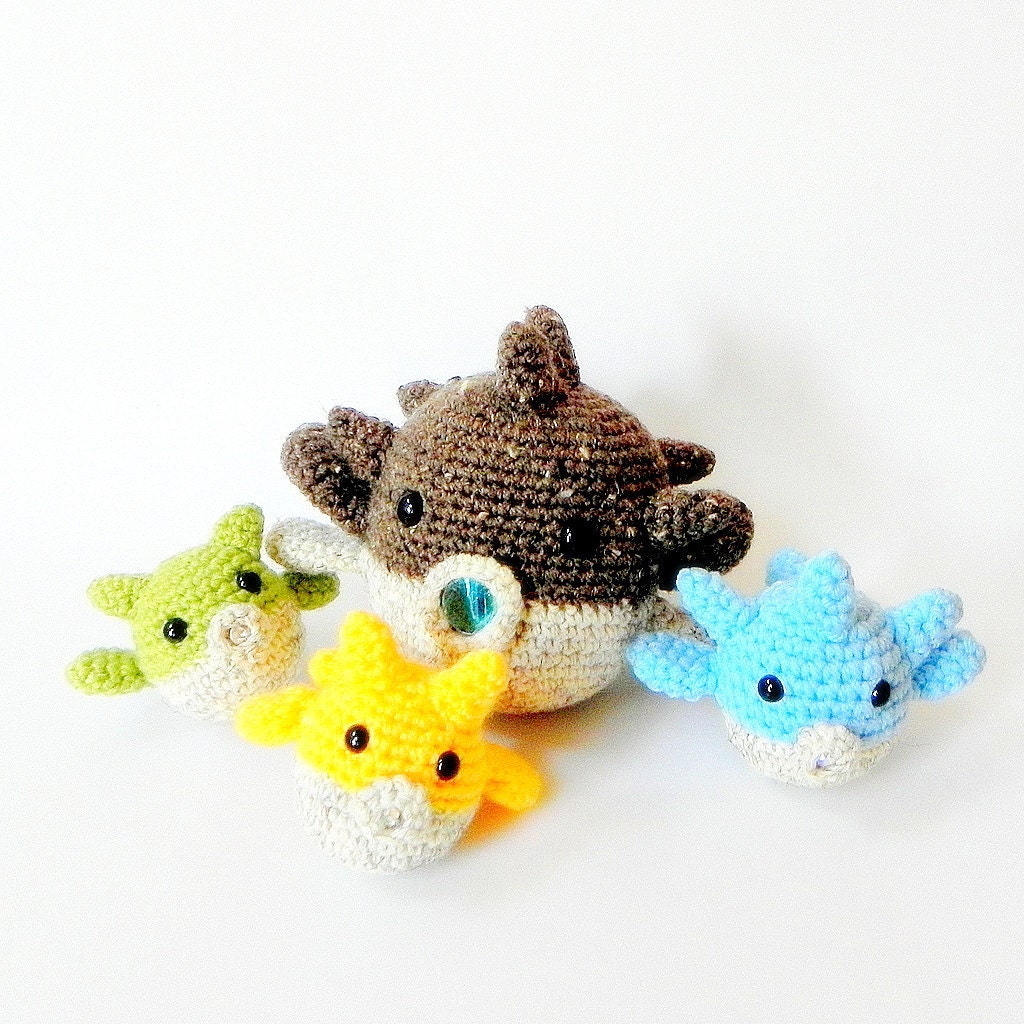 Amigurumi fish patterns - Mommy and babies puff fish - 2 Aniaml Crochet PDF