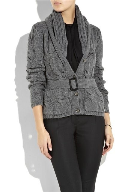 Custom wool cable knit cardigan
