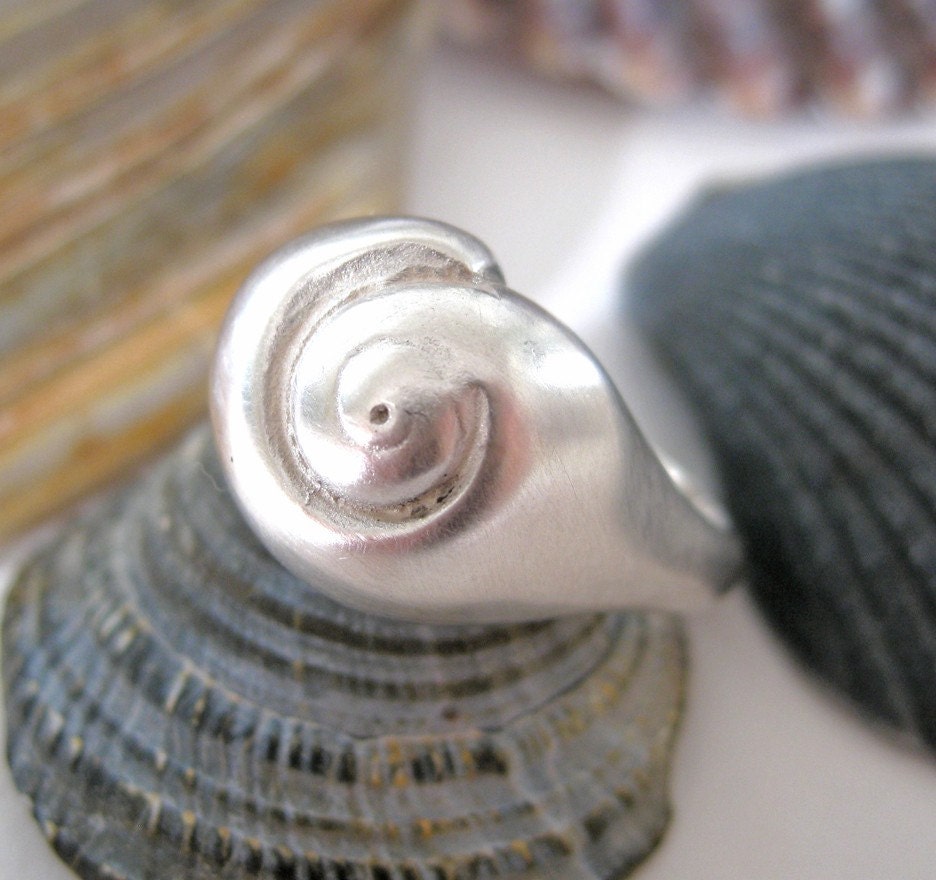 Silver Hatterass Snail Shell Ring Small