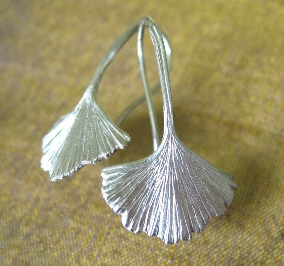 Ginkgo Leaf Earrings Sterling Artisan Silver Fine Jewelry