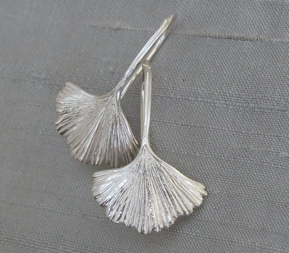 Ginkgo Leaf Earrings Sterling Silver