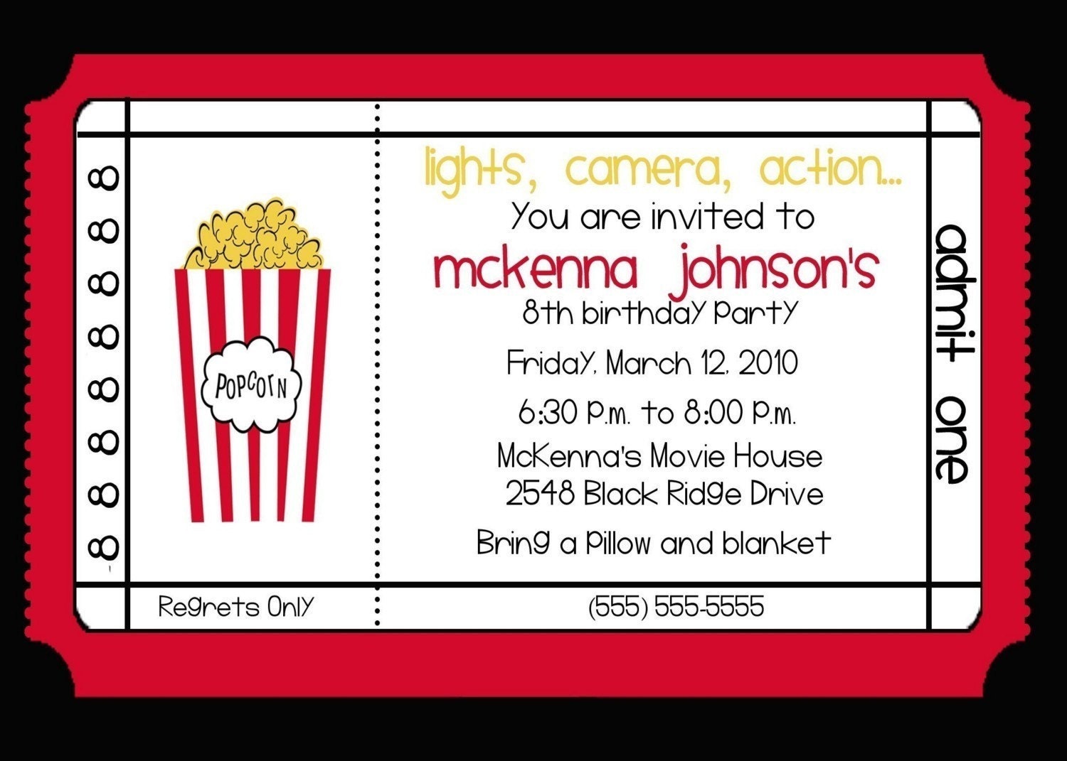Movie Theater Birthday Party Invitation