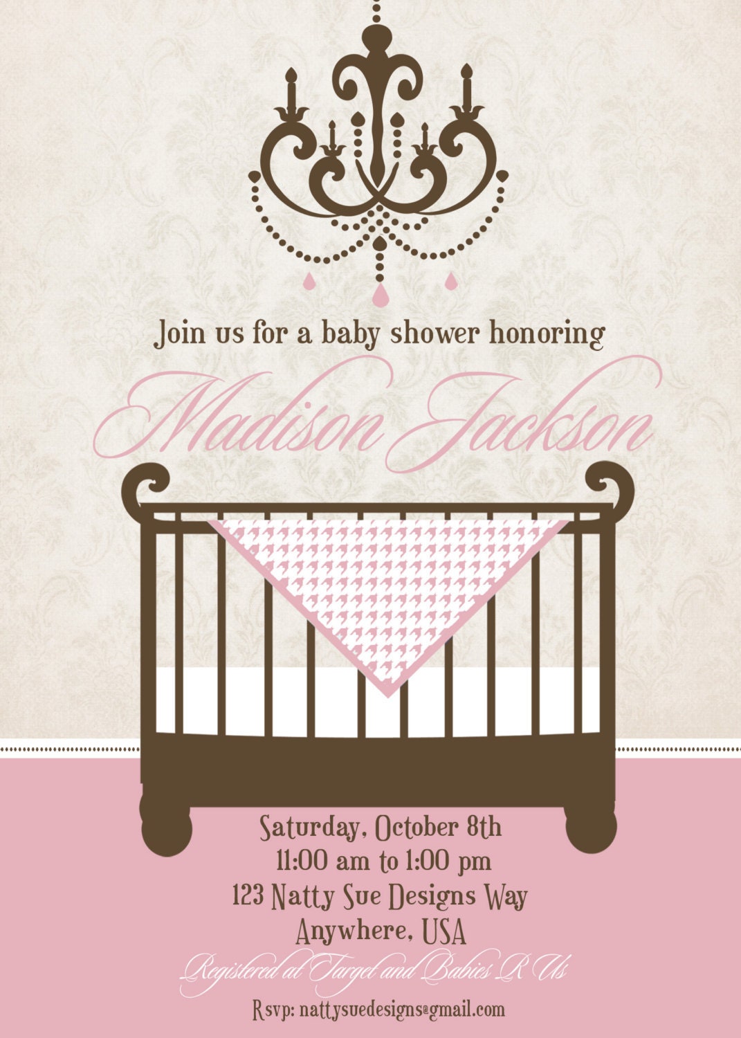 Vintage Crib Baby Shower Invitation