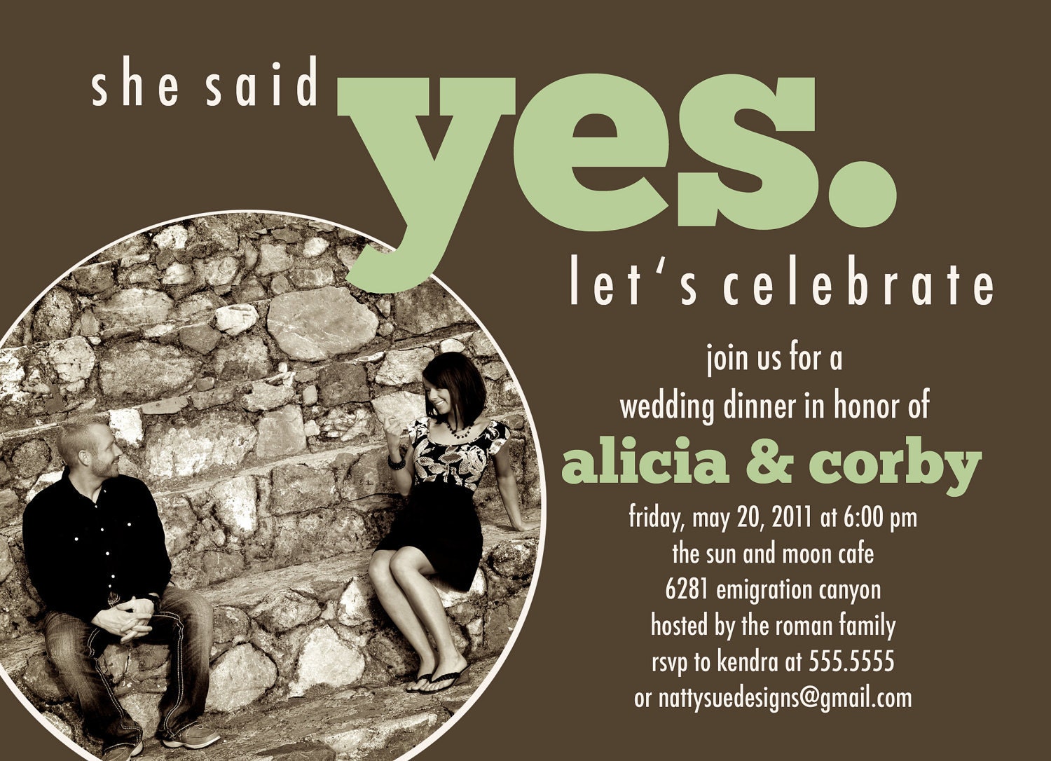 YES Custom Wedding Dinner Invitation