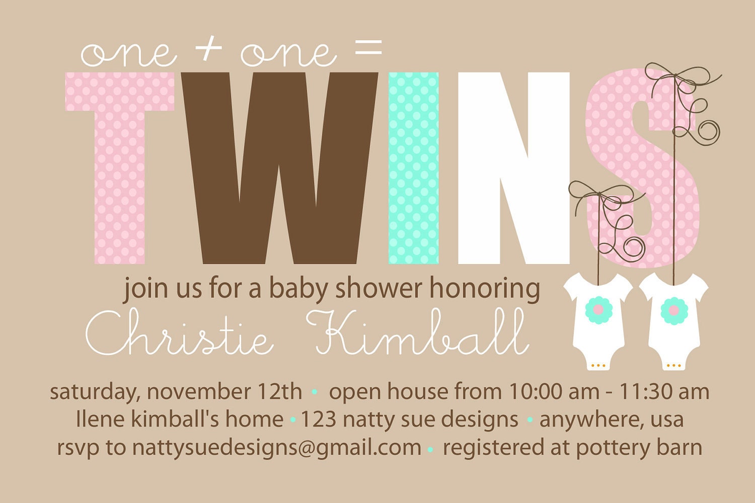 TWINS Custom Baby Shower Invitation