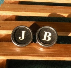 J and B typewriter key cuff links white on black