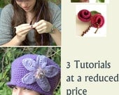 How to make felted rose and felted flowers and Cloche Crocheted Hat - Pdf tutorials - 3 step by step Pdf Tutorials at a reduced price