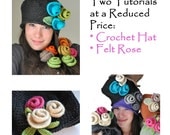 Knit and Felt  Rose Pattern ,Crochet Hat Pattern, Felt Rose Pattern - 2 Pdf Tutorials at a reduced price