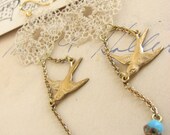 Vintage Lace Flower Earrings -elegant assemblage bird earrings-