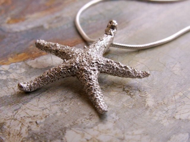Nautical Starfish Pendant - Nature Jewelry, Beach Jewelry... Sterling Silver Artisan Pendant, Animal Jewelry