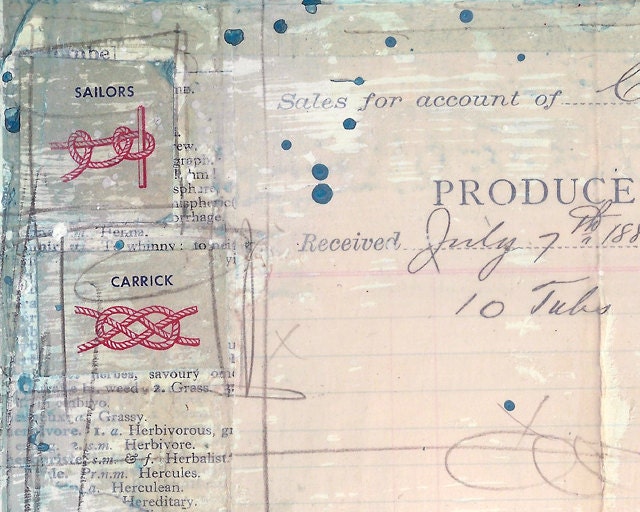 Gloucester - framed 10" x 8" original mixed media on paper - Gloucester Massachusetts Boston sailing beach collage nautical typography text