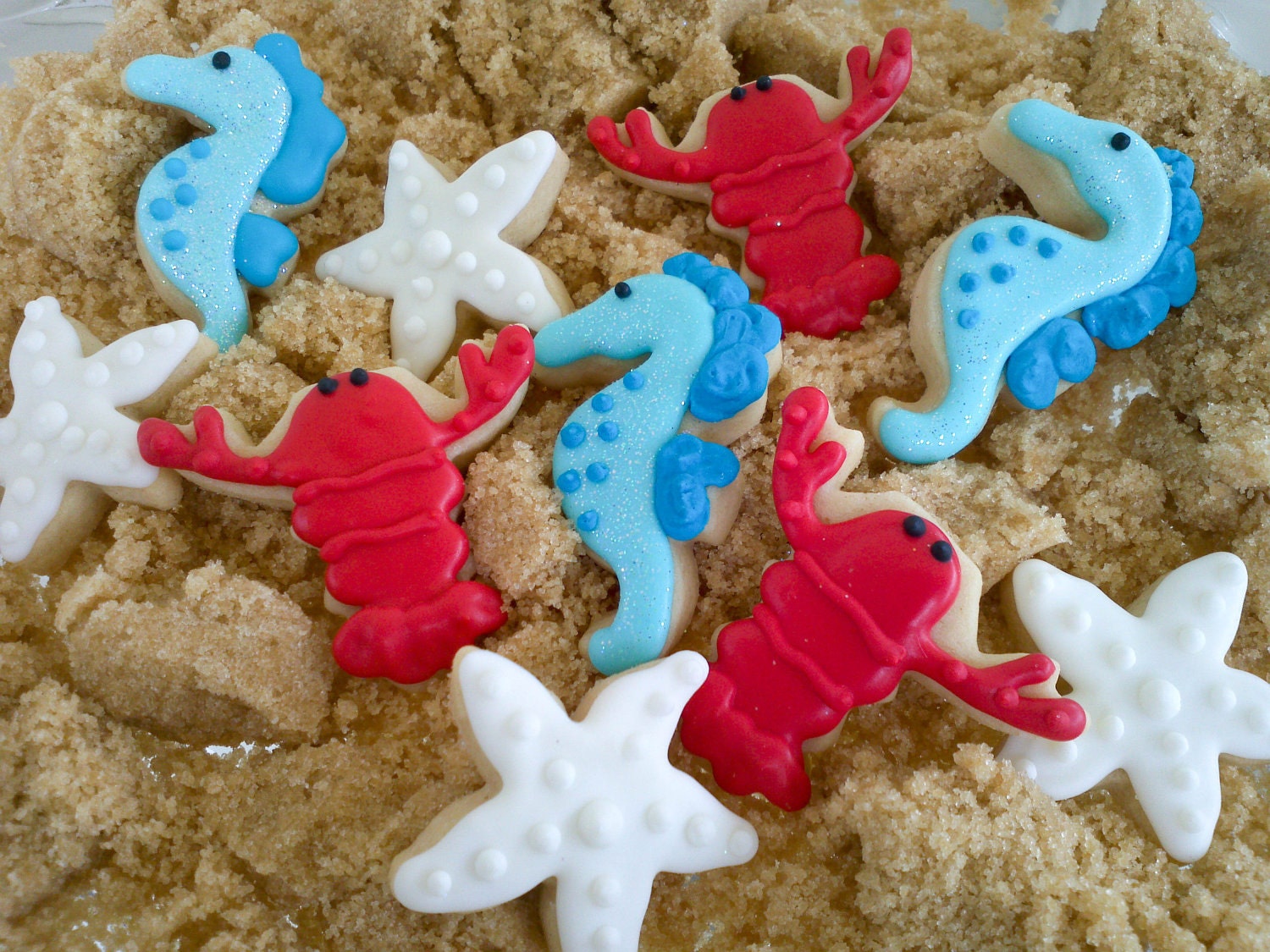 Seahorse and Starfish and Lobster Mini Sugar Cookies- 2 dozen
