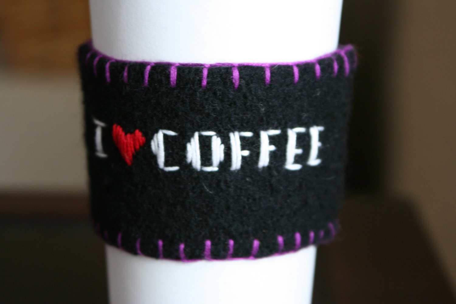Upcycled Coffee Cup Cozy - Felted Wool Sweater