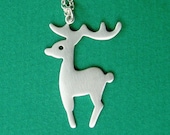 Reindeer Necklace sterling silver Deer Buck Fawn Pendant Kids Stag Woodland Forest Jewelry mom for her spring
