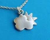 Tiny Cloud Necklace with Sun in sterling silver Kids Teen jewelry gift girl cute charm necklace mom  for her spring