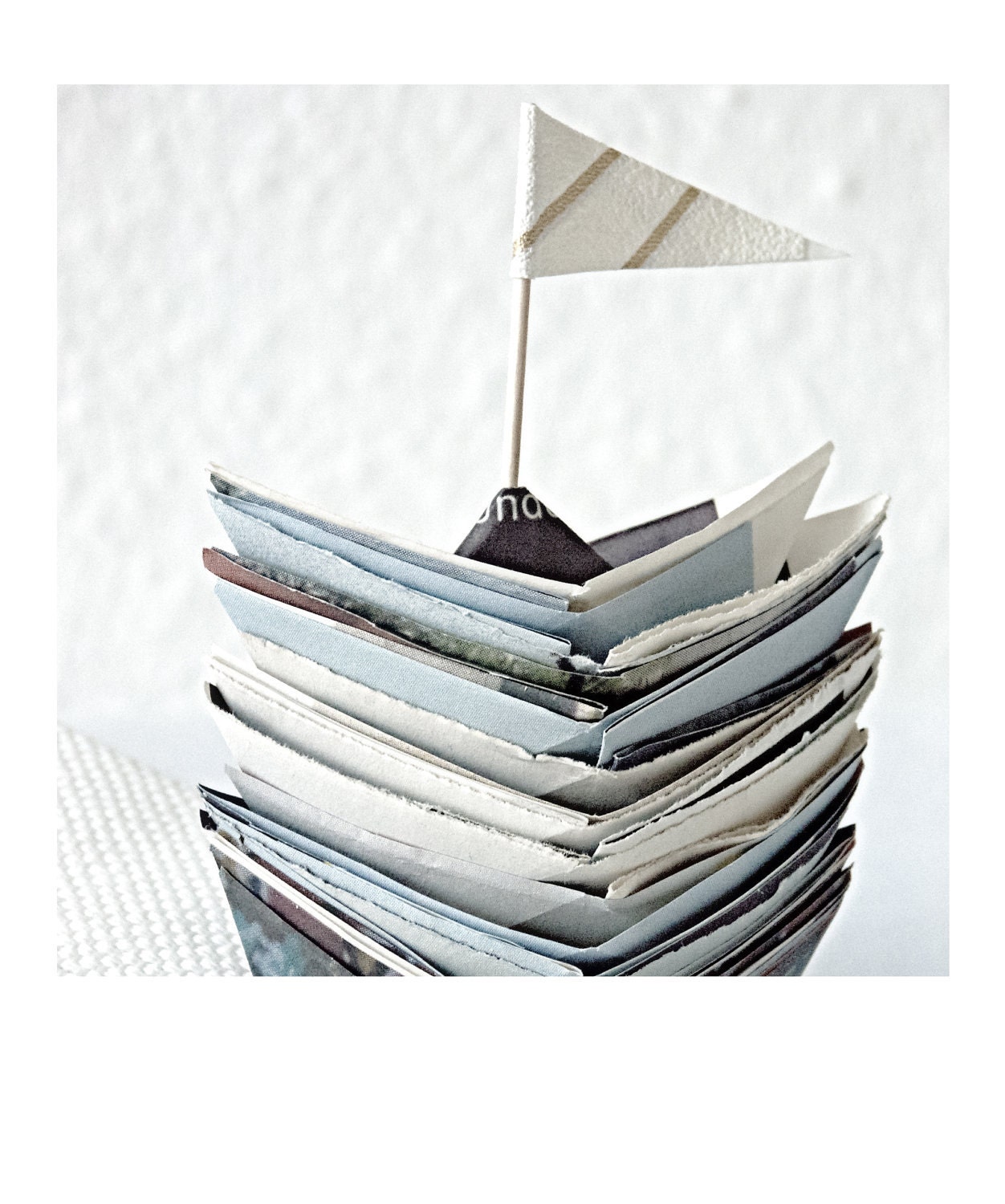 All for one and one for all - fine art photography print 5x5 - 8x8  - home decor - paper boats - summer decor - blue - grey