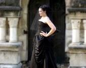 Black wedding gown black bustle gown victorian gown gothic wedding gown