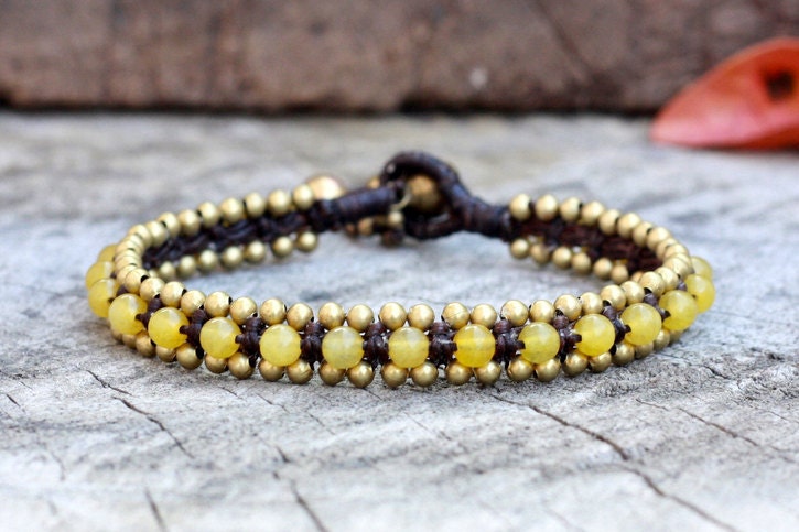 Lemon Bead Brass Bracelet