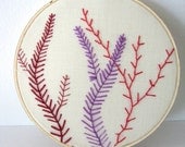 Embroidery Hoop Wall Art - Coral - Red, Lilac, Maroon