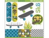 Skateboard Envy - BUY 2 GET 1 FREE - Digital Clip Art - Personal and Commercial Use - skate board, punk, sk8, skater, grunge