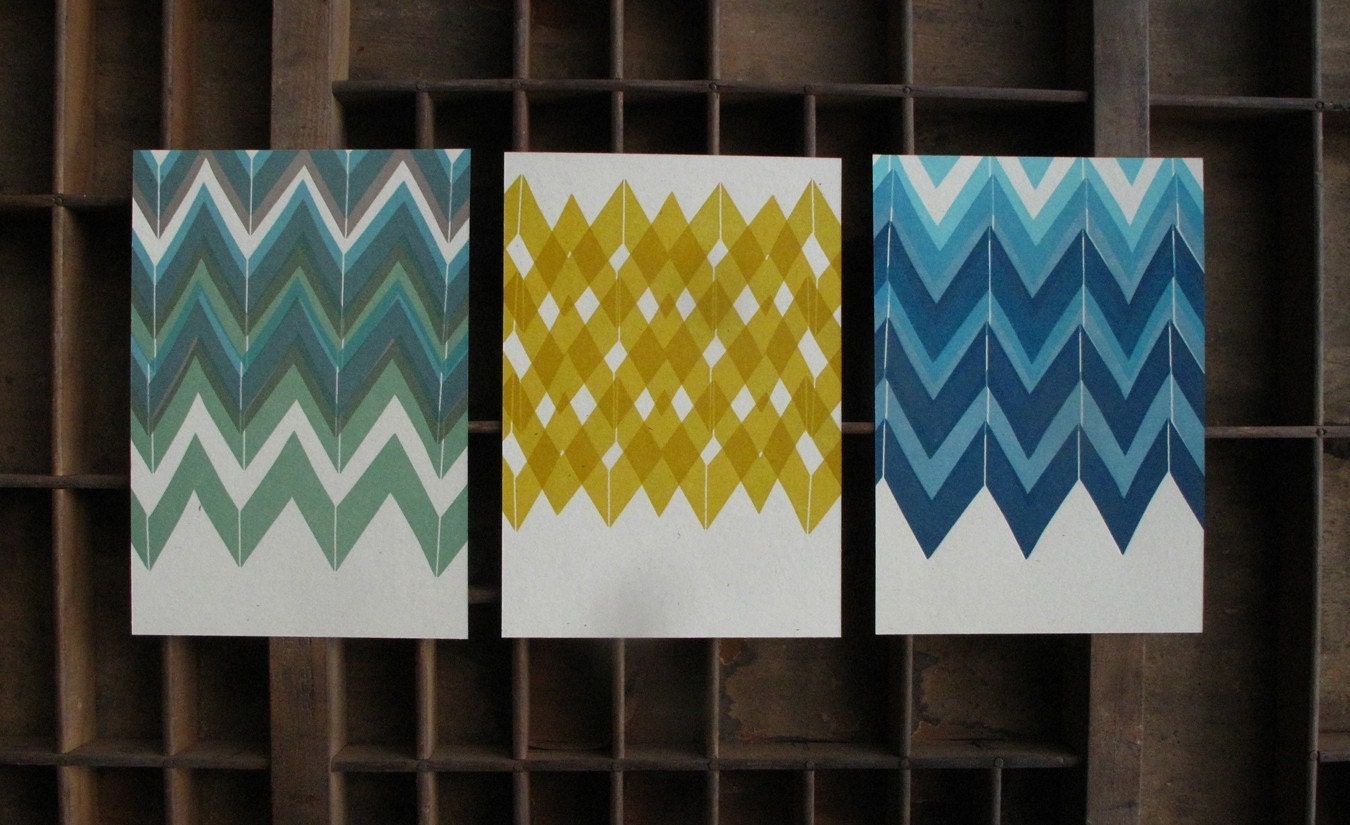 Set of Three Pattern Postcards