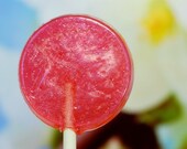 12 Watermelon Basil Lollipops  - gourmet hard candy suckers- red pink lollipops