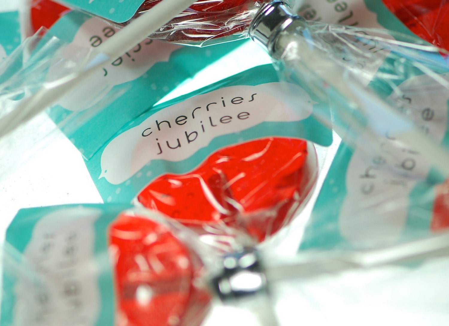 12 Cherries Jubliee Lollipops - red lollipops - Cherry Rum flavor hard candy suckers