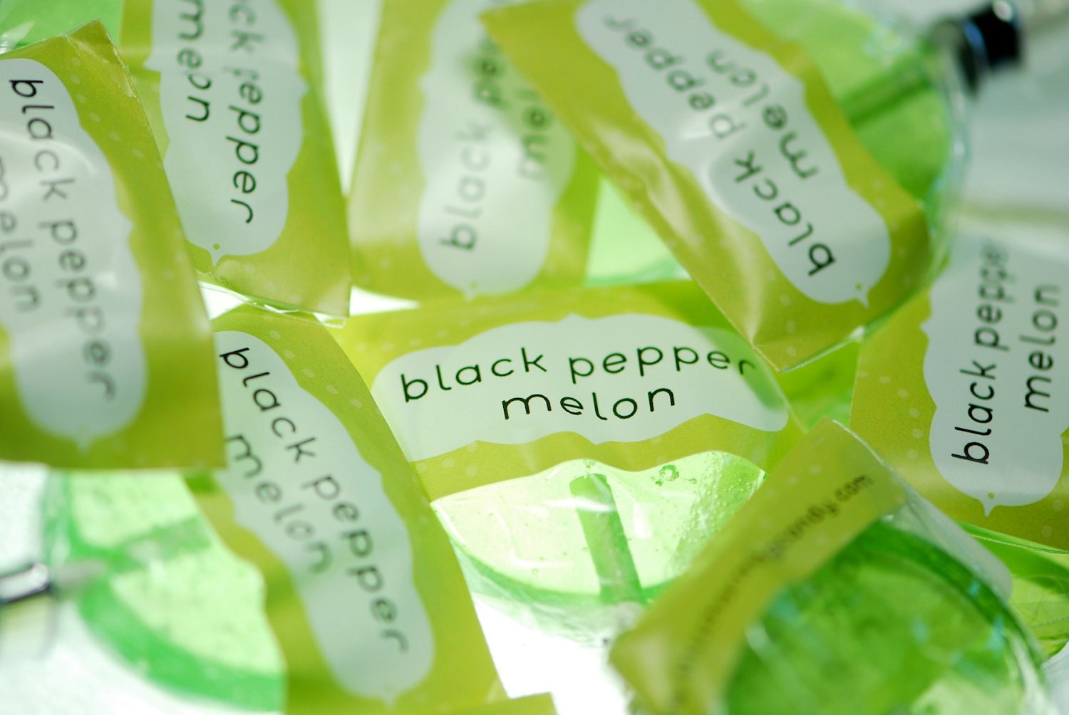 12 Black Pepper Melon Lollipops - all natural gourmet hard candy suckers